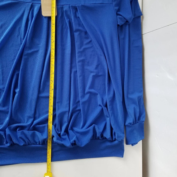 NWT Timeson blue sheer Pleated neck blouse sz.XXL - Picture 8 of 10